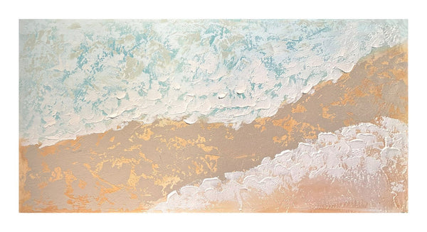 English Elm 24X48 Impasto Ocean Wave Canvas Handcrafted Coastal Art for Living Room Walls W3374P517958
