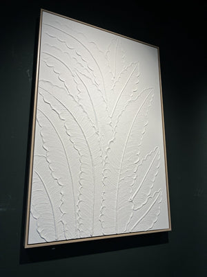 English Elm 24x36 Framed Impasto Leaf Canvas Art Neutral Botanical Wall Decor for Bedroom Living Room White W3374P517963