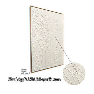 English Elm 24x36 Framed Impasto Leaf Canvas Art Neutral Botanical Wall Decor for Bedroom Living Room White W3374P517963