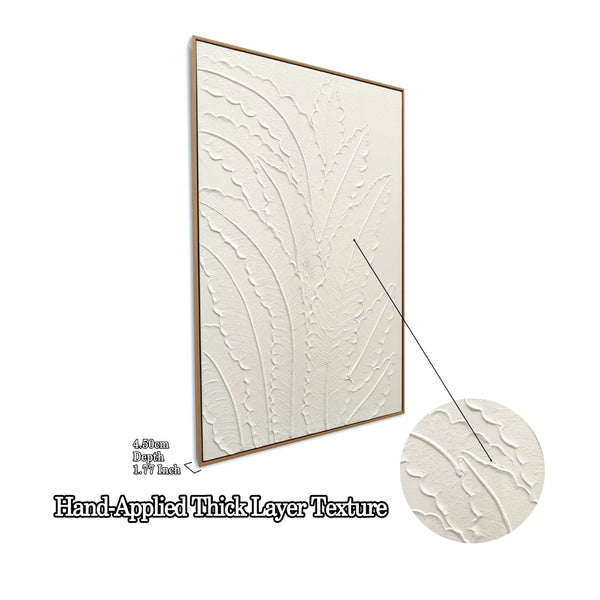 English Elm 24x36 Framed Impasto Leaf Canvas Art Neutral Botanical Wall Decor for Bedroom Living Room White W3374P517963