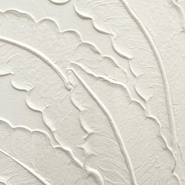 English Elm 24x36 Framed Impasto Leaf Canvas Art Neutral Botanical Wall Decor for Bedroom Living Room White W3374P517963