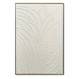 English Elm 24x36 Framed Impasto Leaf Canvas Art Neutral Botanical Wall Decor for Bedroom Living Room White W3374P517963