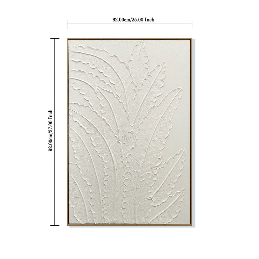 English Elm 24x36 Framed Impasto Leaf Canvas Art Neutral Botanical Wall Decor for Bedroom Living Room White W3374P517963