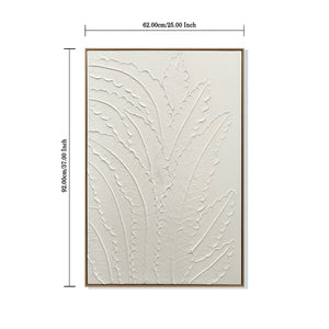 English Elm 24x36 Framed Impasto Leaf Canvas Art Neutral Botanical Wall Decor for Bedroom Living Room White W3374P517963