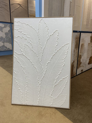 English Elm 24x36 Framed Impasto Leaf Canvas Art Neutral Botanical Wall Decor for Bedroom Living Room White W3374P517963