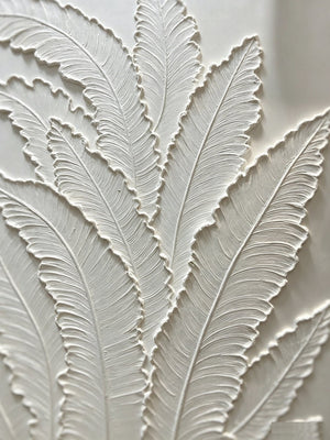 English Elm 24x36 Framed Impasto Leaf Canvas Art Neutral Botanical Wall Decor for Bedroom Living Room White W3374P517963