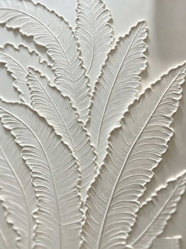 English Elm 24x36 Framed Impasto Leaf Canvas Art Neutral Botanical Wall Decor for Bedroom Living Room White W3374P517963