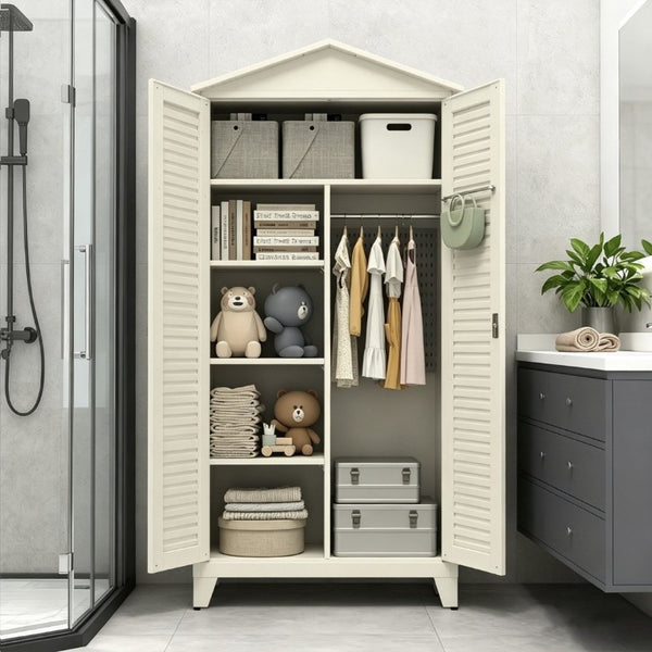 English Elm Spire79.1 Tall Steel Garage Storage Cabinet with Pegboard Shelves and Dual Hanging Rods W3387S00001