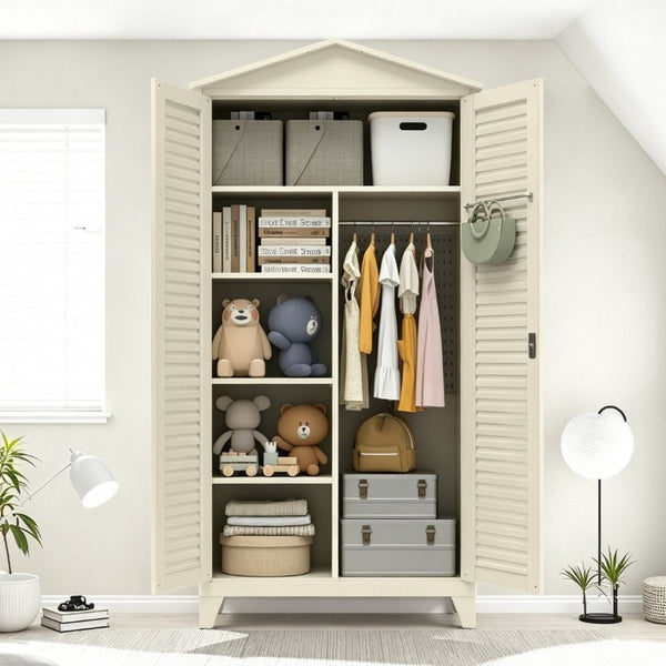 English Elm Spire79.1 Tall Steel Garage Storage Cabinet with Pegboard Shelves and Dual Hanging Rods W3387S00001