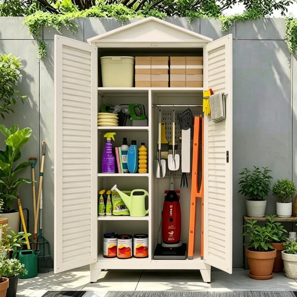 English Elm Spire79.1 Tall Steel Garage Storage Cabinet with Pegboard Shelves and Dual Hanging Rods W3387S00001