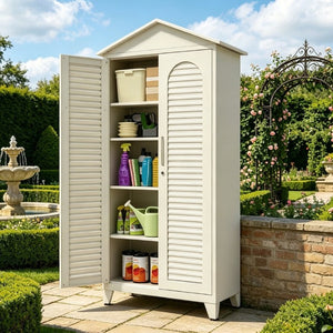English Elm Spire79.1 Tall Steel Garage Storage Cabinet with Pegboard Shelves and Dual Hanging Rods W3387S00001