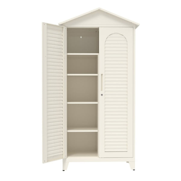 English Elm Spire79.1 Tall Steel Garage Storage Cabinet with Pegboard Shelves and Dual Hanging Rods W3387S00001