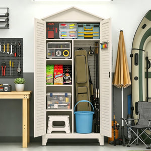 English Elm Spire79.1 Tall Steel Garage Storage Cabinet with Pegboard Shelves and Dual Hanging Rods W3387S00001