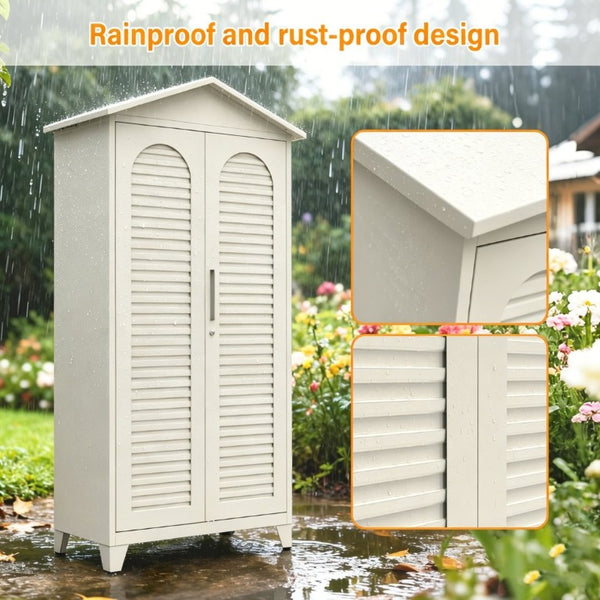 English Elm Spire79.1 Tall Steel Garage Storage Cabinet with Pegboard Shelves and Dual Hanging Rods W3387S00001