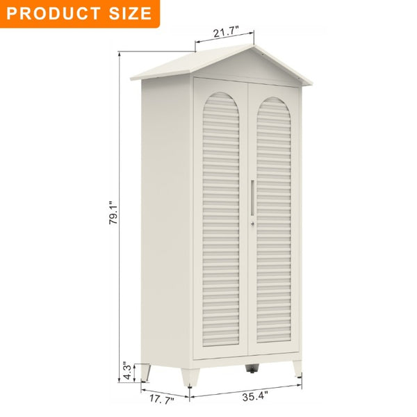 English Elm Spire79.1 Tall Steel Garage Storage Cabinet with Pegboard Shelves and Dual Hanging Rods W3387S00001