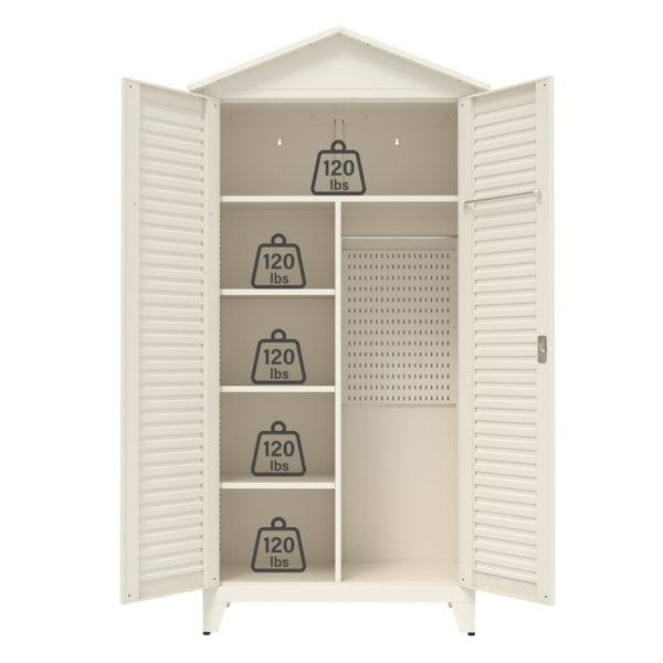 English Elm Spire79.1 Tall Steel Garage Storage Cabinet with Pegboard Shelves and Dual Hanging Rods W3387S00001