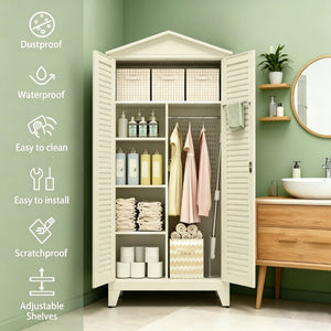 English Elm Spire79.1 Tall Steel Garage Storage Cabinet with Pegboard Shelves and Dual Hanging Rods W3387S00001