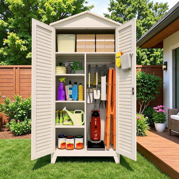 English Elm Spire79.1 Tall Steel Garage Storage Cabinet with Pegboard Shelves and Dual Hanging Rods W3387S00001