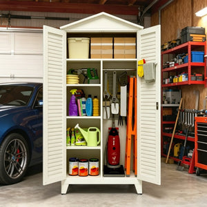 English Elm Spire79.1 Tall Steel Garage Storage Cabinet with Pegboard Shelves and Dual Hanging Rods W3387S00001