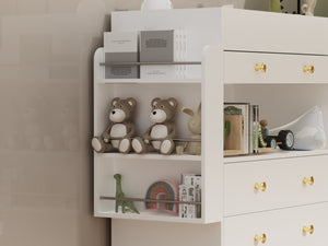 English Elm Changing Table Dresser with Three Drawers Wide Top Mdf Nursery Storage in White W3393P315819