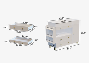 English Elm Changing Table Dresser with Three Drawers Wide Top Mdf Nursery Storage in White W3393P315819