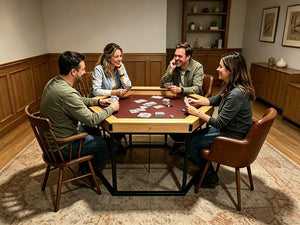 English Elm Dining/Gaming Hexagonal Table with Recessed Play Area Iron Frame Seats Six Players W3393S00009