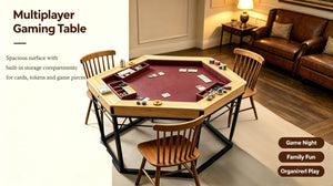 English Elm Dining/Gaming Hexagonal Table with Recessed Play Area Iron Frame Seats Six Players W3393S00009