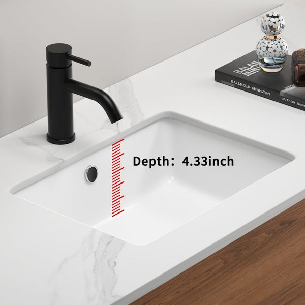 English Elm Undermount Porcelain Ceramic Bathroom Sink Deep Rectangular Basin Glossy White Vanity W3402P326486