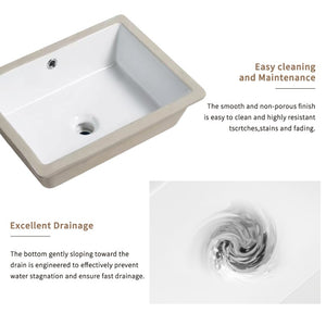 English Elm Undermount Porcelain Ceramic Bathroom Sink Deep Rectangular Basin Glossy White Vanity W3402P326486