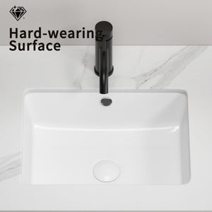 English Elm Undermount Porcelain Ceramic Bathroom Sink Deep Rectangular Basin Glossy White Vanity W3402P326486