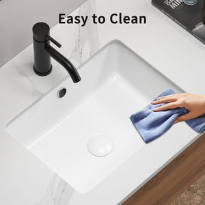English Elm Undermount Porcelain Ceramic Bathroom Sink Deep Rectangular Basin Glossy White Vanity W3402P326486