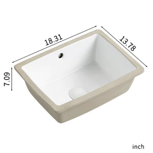 English Elm Undermount Porcelain Ceramic Bathroom Sink Deep Rectangular Basin Glossy White Vanity W3402P326486