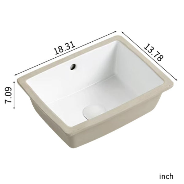 English Elm Undermount Porcelain Ceramic Bathroom Sink Deep Rectangular Basin Glossy White Vanity W3402P326486