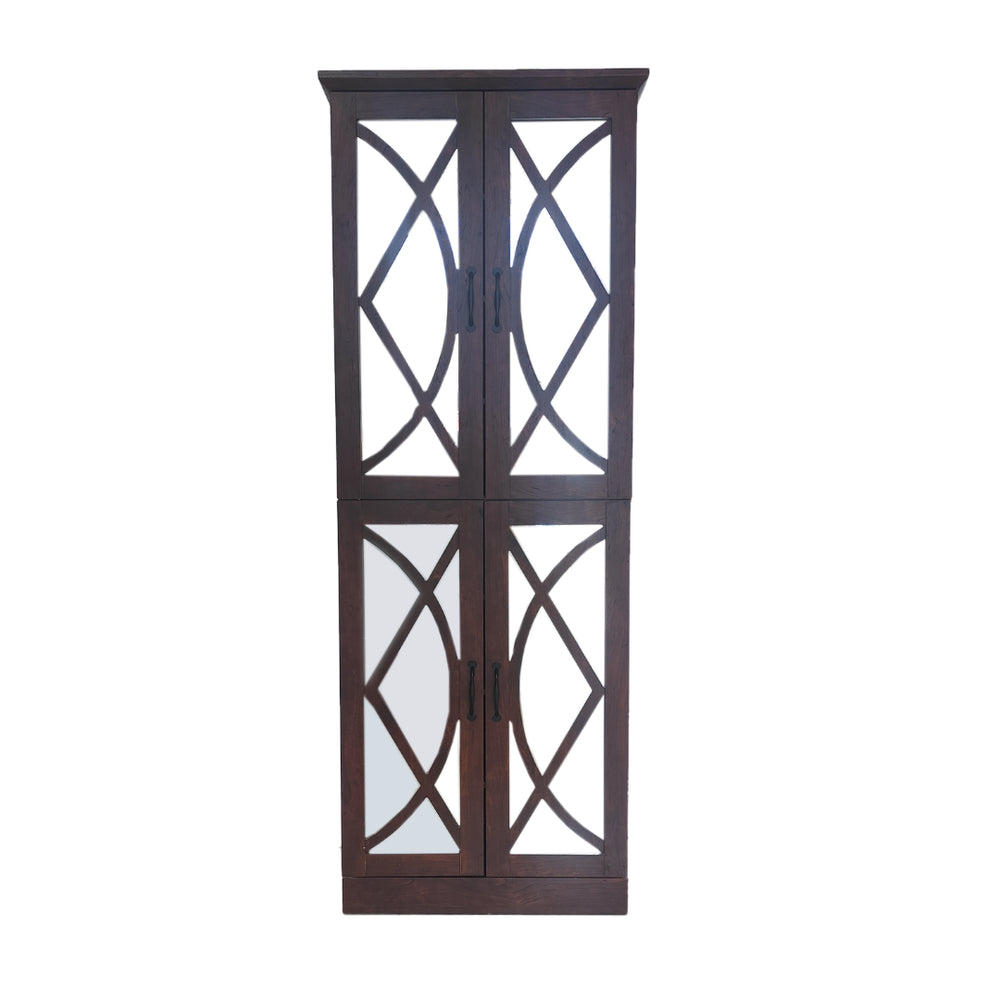 English Elm 68-inch Walnut Shoe Cabinet with Mirror 8 Adjustable Tiers Modern Entryway Storage W3417P329677