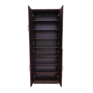 English Elm 68-inch Walnut Shoe Cabinet with Mirror 8 Adjustable Tiers Modern Entryway Storage W3417P329677