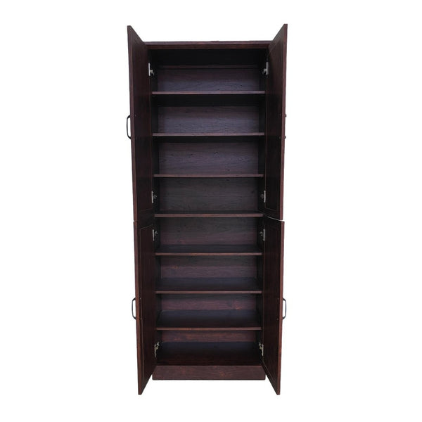 English Elm 68-inch Walnut Shoe Cabinet with Mirror 8 Adjustable Tiers Modern Entryway Storage W3417P329677