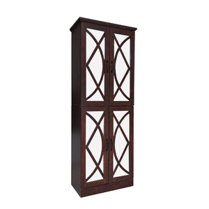 English Elm 68-inch Walnut Shoe Cabinet with Mirror 8 Adjustable Tiers Modern Entryway Storage W3417P329677