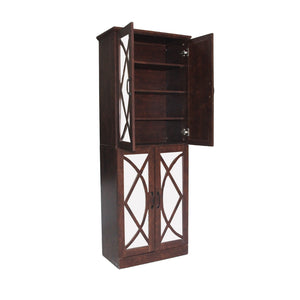 English Elm 68-inch Walnut Shoe Cabinet with Mirror 8 Adjustable Tiers Modern Entryway Storage W3417P329677