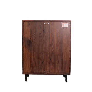 English Elm Shoe Cabinet with Louvered Doors Six Tier Walnut Finish Entryway Storage Organizer W3417P388712