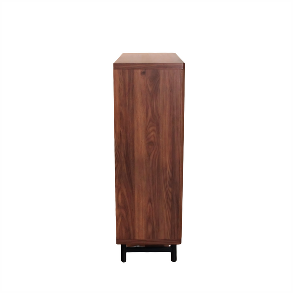 English Elm Shoe Cabinet with Louvered Doors Six Tier Walnut Finish Entryway Storage Organizer W3417P388712