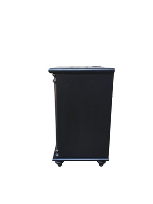 English Elm 28"nightstand Farmhouse Matte Finish Solid Wood Legs Built-in Charging Station Bedroom Bedside Black W3417P499357