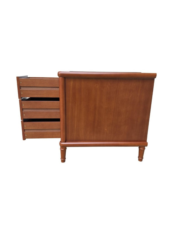 English Elm End Table Solid Wood Nightstand with Rattan Mesh Drawers Slim Bedside Storage W3417P499368