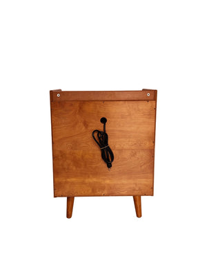 English Elm 3-Drawer End Table with Built-In Charging Station Solid Wood Legs Natural Finish W3417P499370