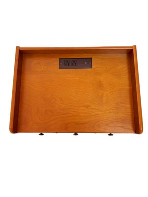 English Elm 3-Drawer End Table with Built-In Charging Station Solid Wood Legs Natural Finish W3417P499370