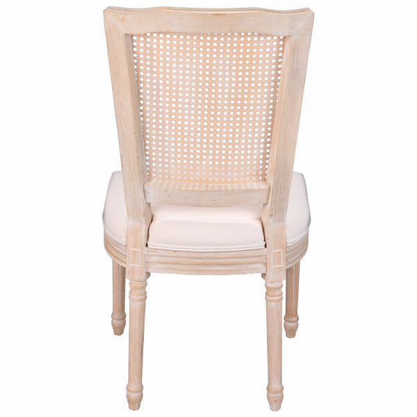 English Elm French Country Dining Chair Set Rattan Square Back Carved Solid Wood Linen Seat W3426P500276