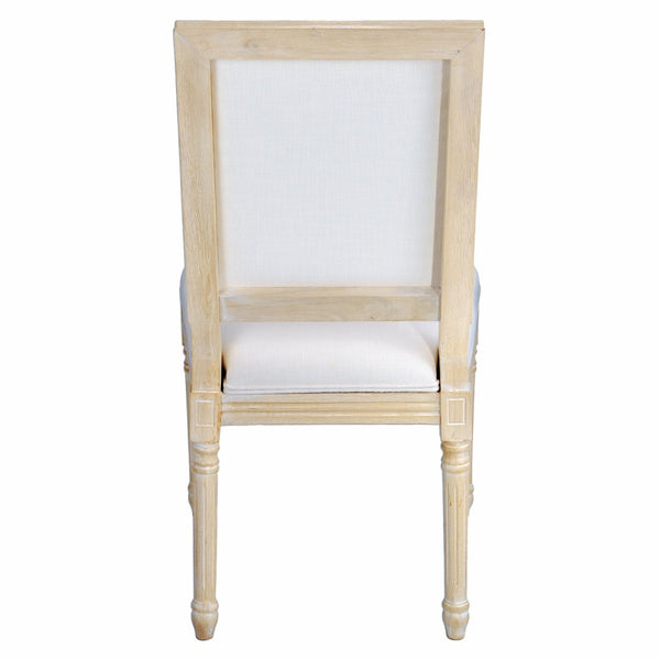 English Elm French Country Carved Wood Dining Chair Set Linen Upholstered Square Back Farmhouse Beige W3426P508561
