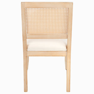 English Elm Farmhouse Rattan Dining Chair Set Solid Wood Legs Woven Cane Back Linen Seat Beige W3426P516824