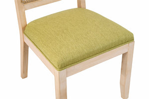 English Elm Farmhouse Rattan Dining Chair Set Solid Wood Legs Woven Cane Back Linen Seat Olive Green W3426P516830