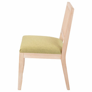English Elm Farmhouse Rattan Dining Chair Set Solid Wood Legs Woven Cane Back Linen Seat Olive Green W3426P516830