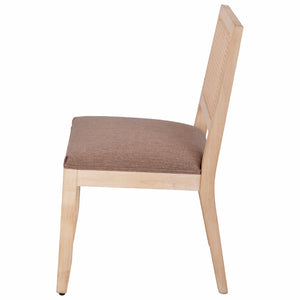 English Elm Farmhouse Rattan Dining Chair Set Solid Wood Legs Woven Cane Back Linen Seat Tan W3426P516831